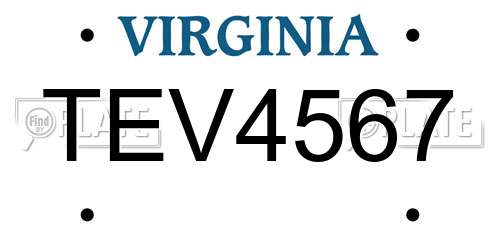 TEV4567 Virginia License Plate