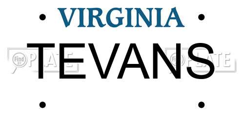 TEVANS Virginia License Plate