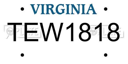 TEW1818 Virginia License Plate
