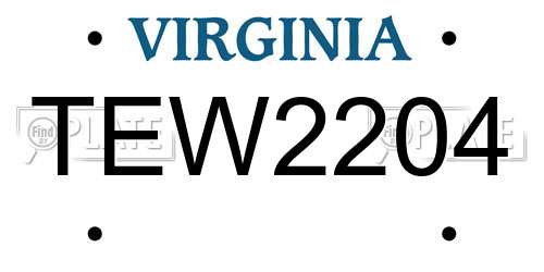 TEW2204 Virginia License Plate