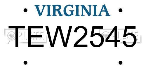 TEW2545 Virginia License Plate