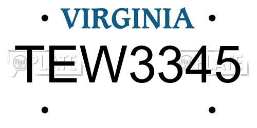 TEW3345 Virginia License Plate