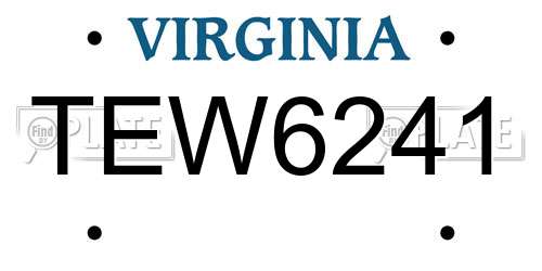 TEW6241 Virginia License Plate
