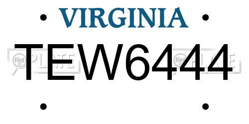 TEW6444 Virginia License Plate