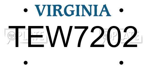 TEW7202 Virginia License Plate