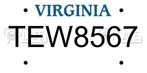 TEW8567 Virginia License Plate