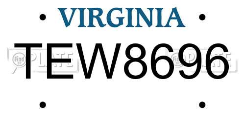 TEW8696 Virginia License Plate