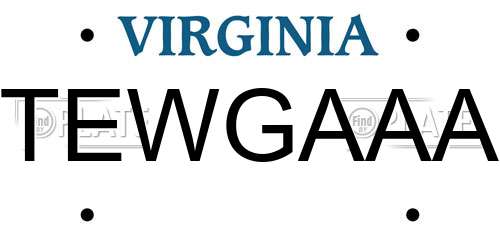 TEWGAAA Virginia License Plate