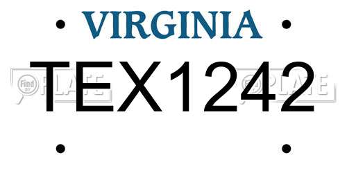 TEX1242 Virginia License Plate