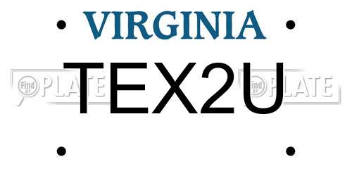 TEX2U Virginia License Plate