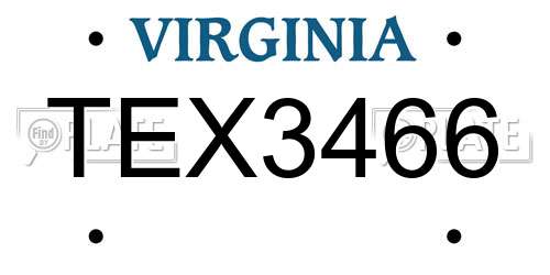 TEX3466 Virginia License Plate