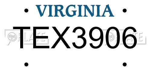 TEX3906 Virginia License Plate