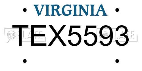 TEX5593 Virginia License Plate