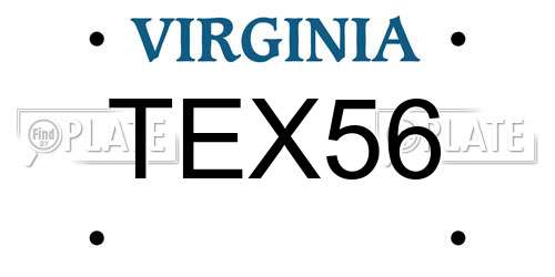 TEX56 Virginia License Plate