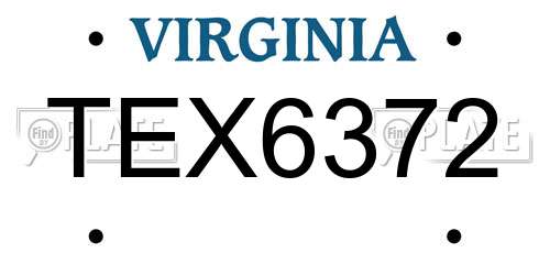 TEX6372 Virginia License Plate