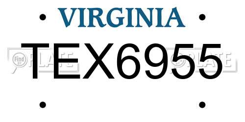 TEX6955 Virginia License Plate