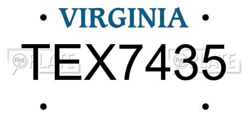 TEX7435 Virginia License Plate