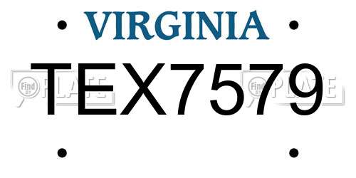 TEX7579 Virginia License Plate
