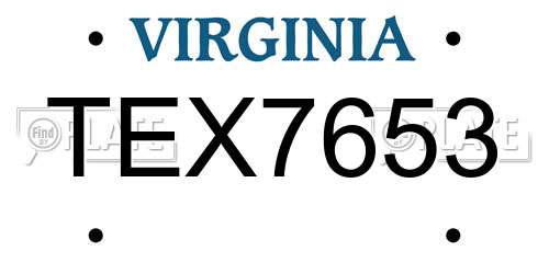 TEX7653 Virginia License Plate
