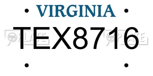 TEX8716 Virginia License Plate