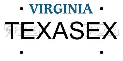 TEXASEX Virginia License Plate