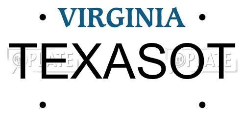 TEXASOT Virginia License Plate