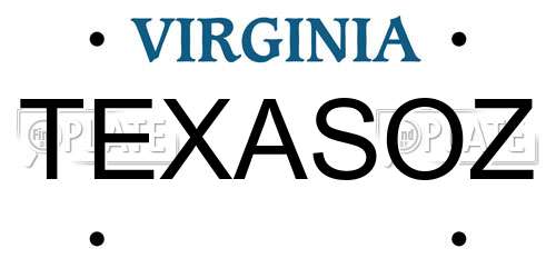 TEXASOZ Virginia License Plate