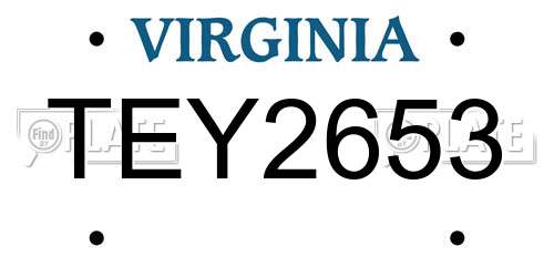 TEY2653 Virginia License Plate