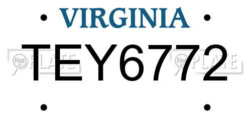 TEY6772 Virginia License Plate