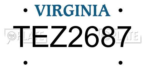 TEZ2687 Virginia License Plate