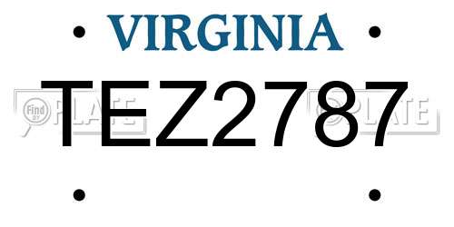 TEZ2787 Virginia License Plate