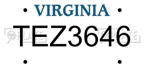 TEZ3646 Virginia License Plate