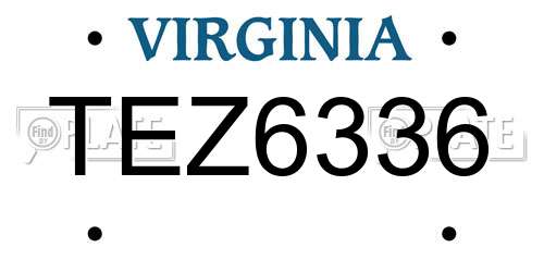 TEZ6336 Virginia License Plate