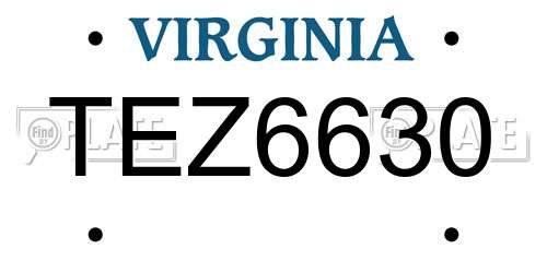 TEZ6630 Virginia License Plate