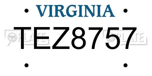 TEZ8757 Virginia License Plate