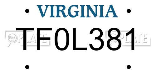 TF0L381 Virginia License Plate