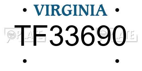 TF33690 Virginia License Plate