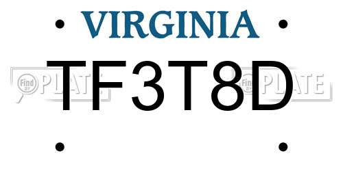 TF3T8D Virginia License Plate