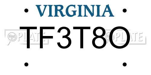 TF3T8O Virginia License Plate