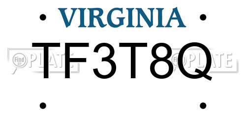 TF3T8Q Virginia License Plate