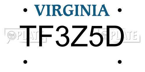 TF3Z5D Virginia License Plate