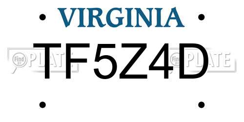 TF5Z4D Virginia License Plate