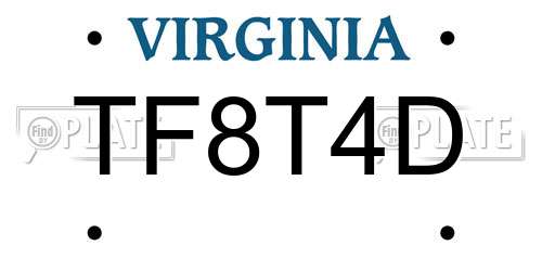 TF8T4D Virginia License Plate