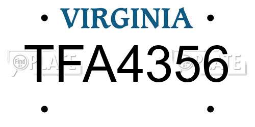 TFA4356 Virginia License Plate