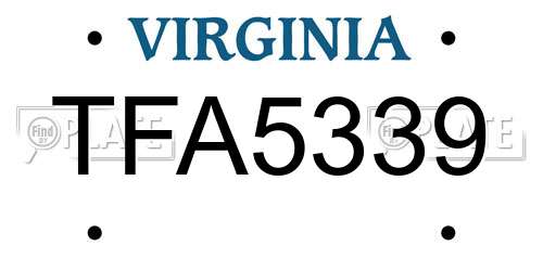 TFA5339 Virginia License Plate