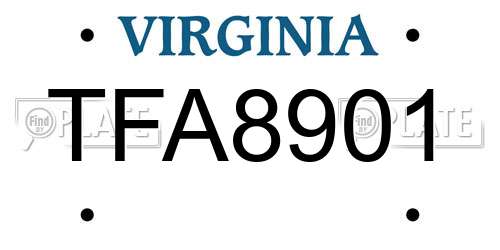 TFA8901 Virginia License Plate