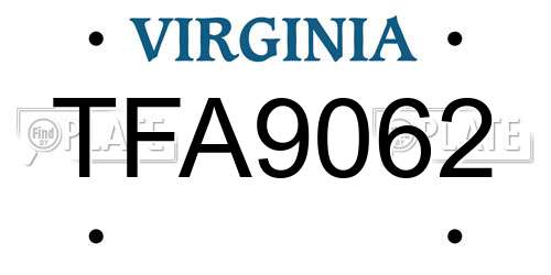 TFA9062 Virginia License Plate