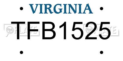 TFB1525 Virginia License Plate