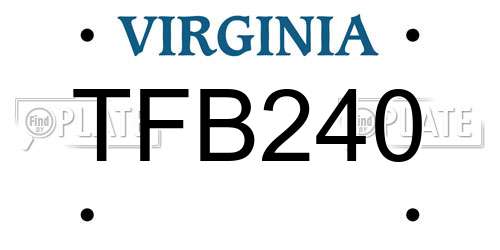 TFB240 Virginia License Plate