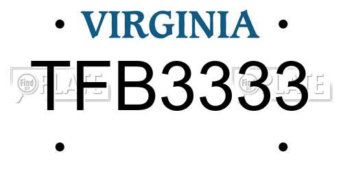 TFB3333 Virginia License Plate